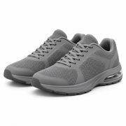Grey Air-Cell Lace-Up Running Shoes on a white background