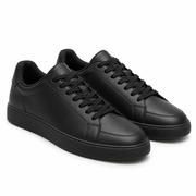 Black Smooth-Panel Everyday Sneakers on a white background