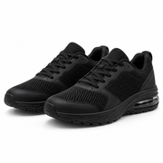 Black Air-Cell Lace-Up Running Shoes on a white background