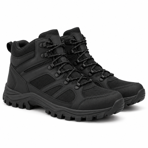 Black Weather-Shield Ankle Trail Boots on a white background